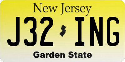 NJ license plate J32ING