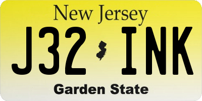 NJ license plate J32INK