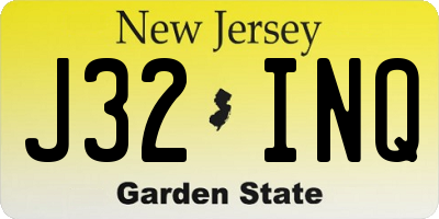 NJ license plate J32INQ