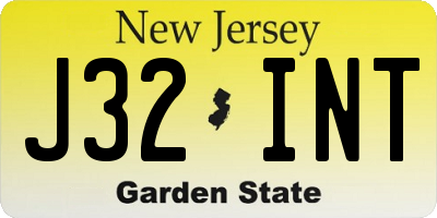 NJ license plate J32INT