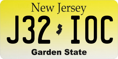 NJ license plate J32IOC