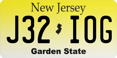 NJ license plate J32IOG