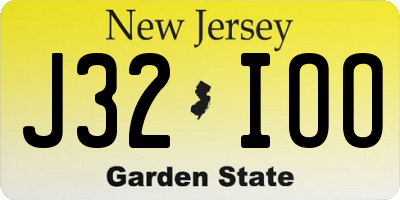 NJ license plate J32IOO