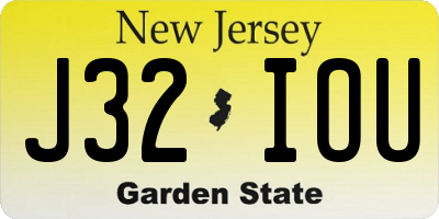 NJ license plate J32IOU