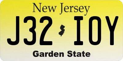 NJ license plate J32IOY
