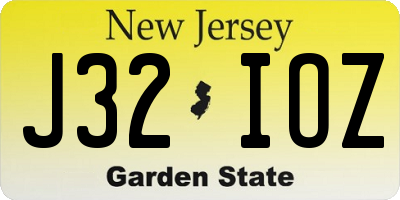 NJ license plate J32IOZ