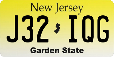 NJ license plate J32IQG