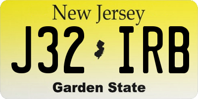 NJ license plate J32IRB