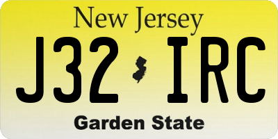 NJ license plate J32IRC