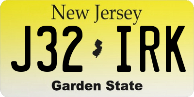 NJ license plate J32IRK