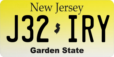 NJ license plate J32IRY