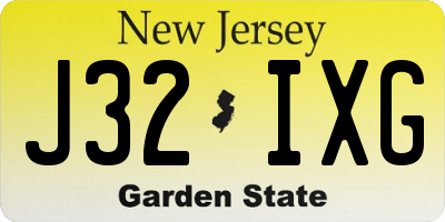 NJ license plate J32IXG