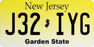 NJ license plate J32IYG
