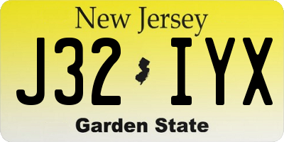 NJ license plate J32IYX