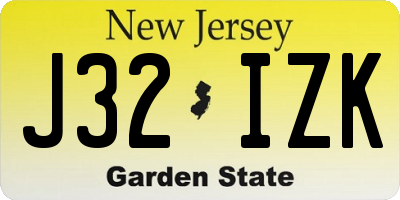 NJ license plate J32IZK