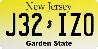 NJ license plate J32IZO