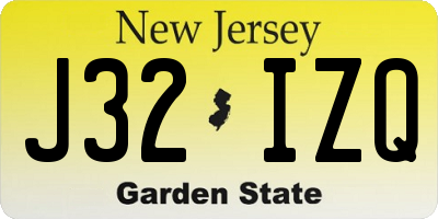 NJ license plate J32IZQ