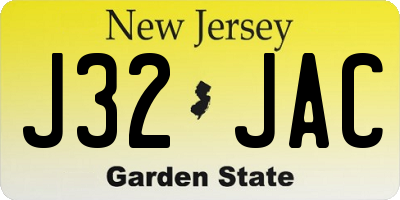 NJ license plate J32JAC