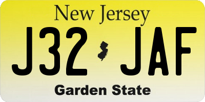 NJ license plate J32JAF