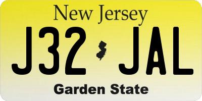NJ license plate J32JAL