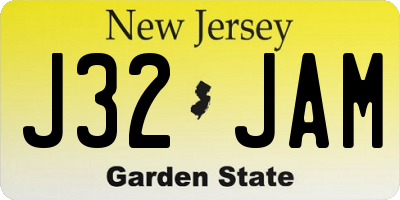 NJ license plate J32JAM