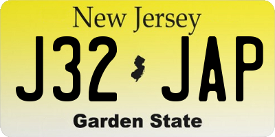 NJ license plate J32JAP