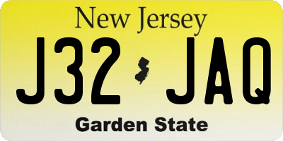 NJ license plate J32JAQ