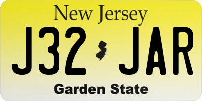 NJ license plate J32JAR