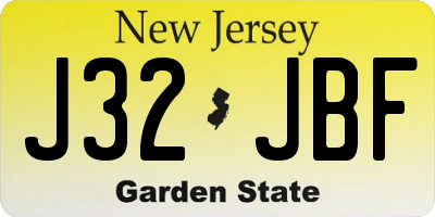 NJ license plate J32JBF