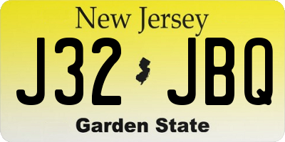 NJ license plate J32JBQ
