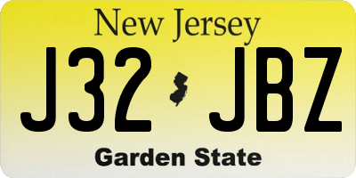 NJ license plate J32JBZ