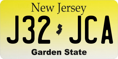 NJ license plate J32JCA