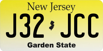 NJ license plate J32JCC