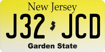 NJ license plate J32JCD