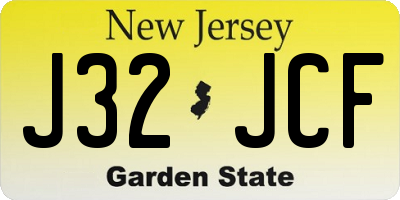 NJ license plate J32JCF