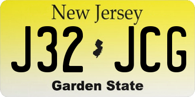 NJ license plate J32JCG
