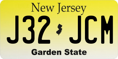 NJ license plate J32JCM