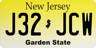 NJ license plate J32JCW