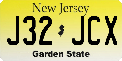 NJ license plate J32JCX