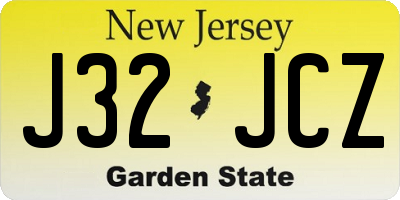 NJ license plate J32JCZ