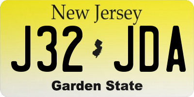 NJ license plate J32JDA