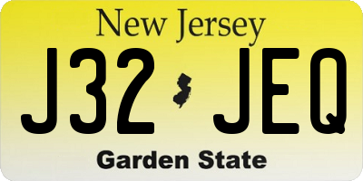 NJ license plate J32JEQ