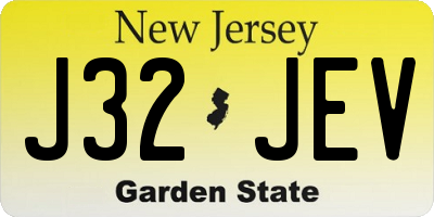 NJ license plate J32JEV