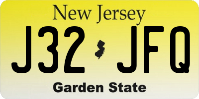 NJ license plate J32JFQ
