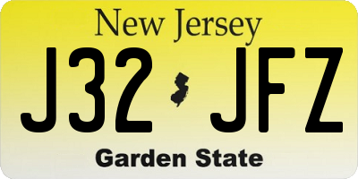 NJ license plate J32JFZ