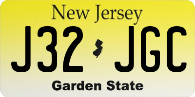 NJ license plate J32JGC