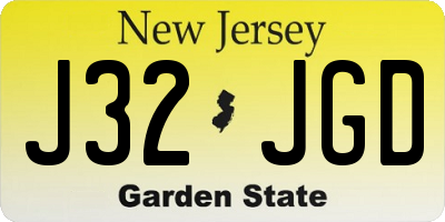 NJ license plate J32JGD