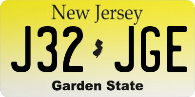 NJ license plate J32JGE
