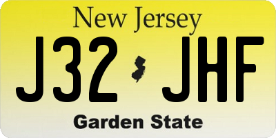 NJ license plate J32JHF