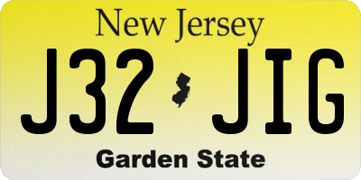 NJ license plate J32JIG